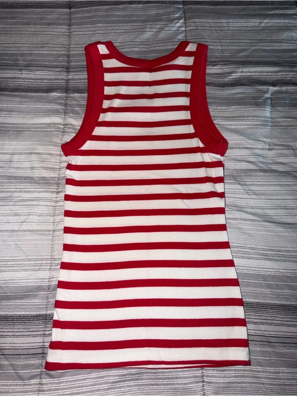 a new day Red & White Striped Ribbed Tank Top